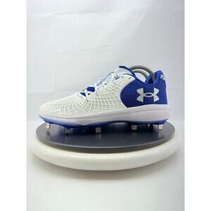 Under Armour Glyde 2 MT Womens‎ 10 White Blue Metal Softball Cleats 3026601-101